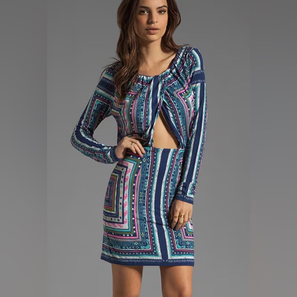 MARA HOFFMAN Ruched Keyhole Magic Carpet Ride Long Sleeve Dress Size XS
